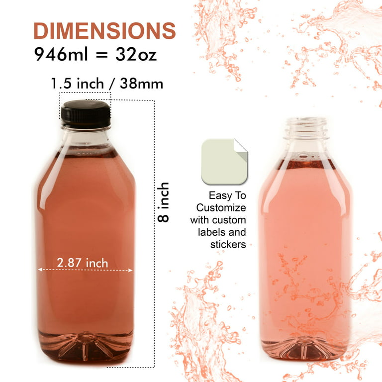 50 Pack Empty Translucent Plastic Juice Bottles With Tamper Evident Caps 16  Oz. 