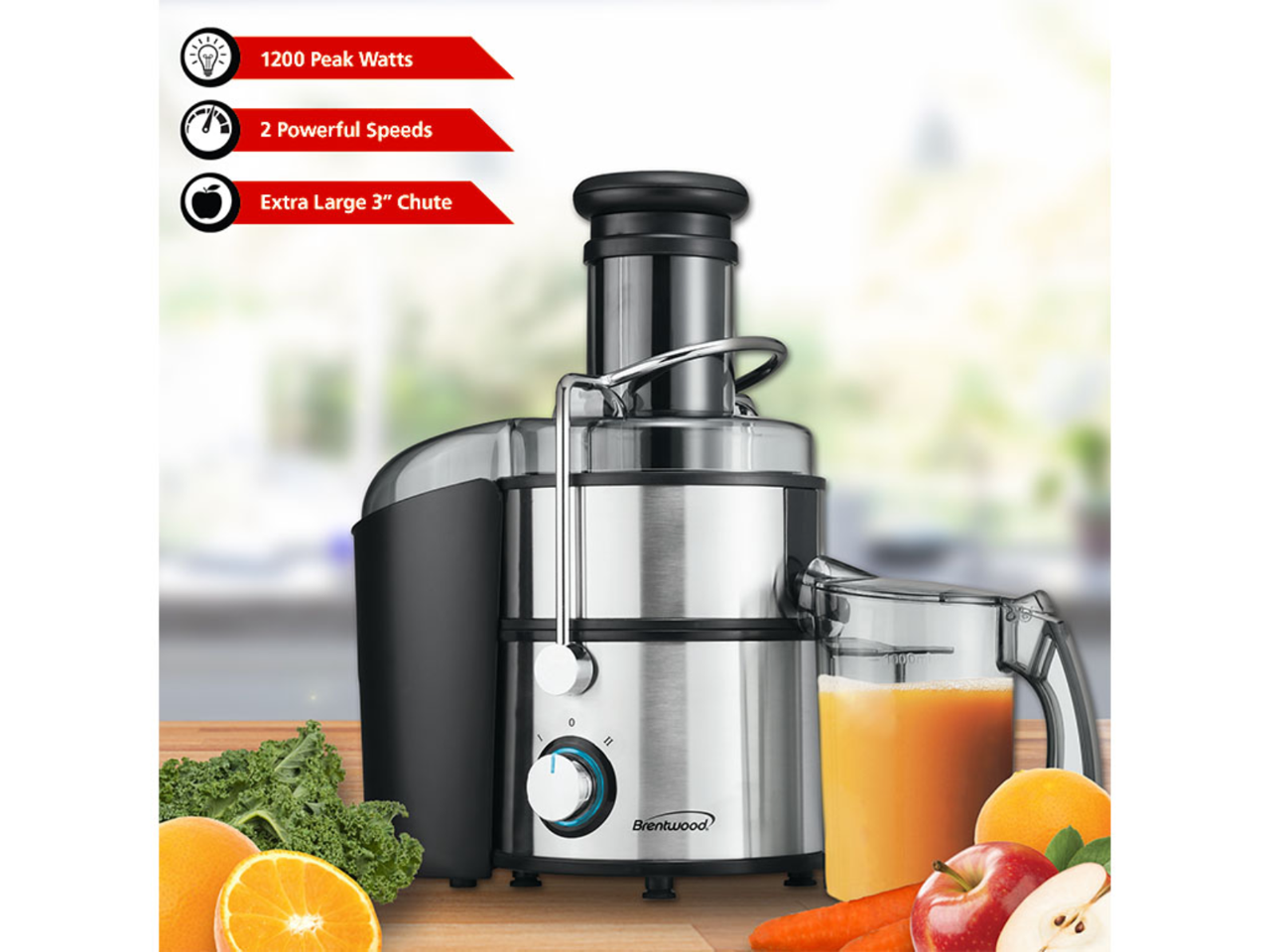 Brentwood Appliances JC-500 2-Speed 800Watt Juice Extractor with Graduated Jar, Stainless Steel - image 5 of 5