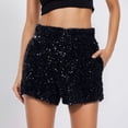 thumbnail image 2 of Women's Sequin Bermuda Shorts 2026 Summer Embroidered Print Slim Fit Hot Pants with Pockets Trendy Casual Stretch Workout Beach Shorts, 2 of 5