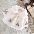 thumbnail image 4 of Owordtank Toddler Girls Faux Fur Coat Cute Cartoon Embroidery Lapel Button Plush Warm Winter Outerwear, 4 of 6