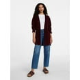 thumbnail image 3 of Time and Tru Women's Open Front Cardigan Sweater with Long Sleeves, Sizes XS-XXXL, 3 of 6