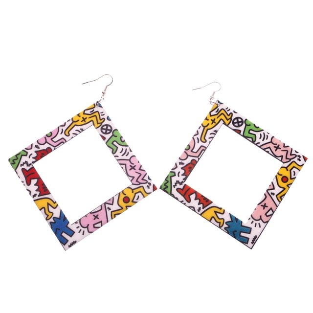 Grandes Pendientes de Gancho Cuadrado Hueco Cuelgan de Acrílico Joyería de Mujeres Regalo para Mujeres Sunnimix Pendientes pendientes