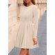 thumbnail image 3 of Vestido PRETTYGARDEN Mini Línea A Manga Larga Beige M, 3 of 8