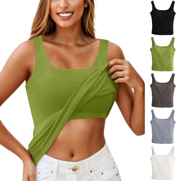 Nestiefly Tank Top for Womens with Built in Bra Summer Modal Padded Bra Cotton Basic Tanks Workout Yoga Camisole Top Undershirt 2026 White One Size