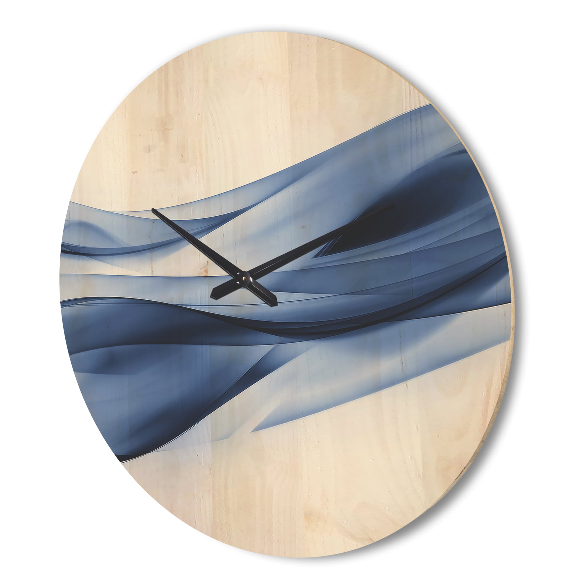 Designart 'Glittering Fractal Light Blue' Modern Wood Wall Clock