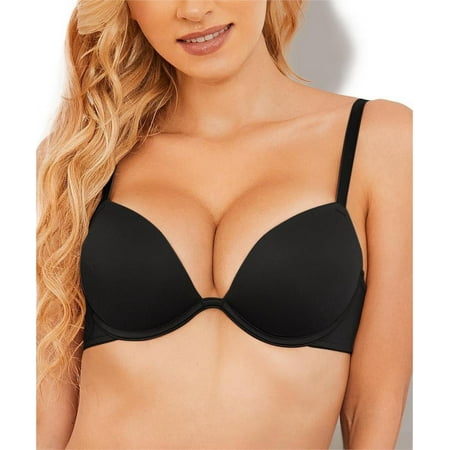 Deyllo Women s Plunge Super Padded Push Up Underwire T Shirt Bra  Black 36DD