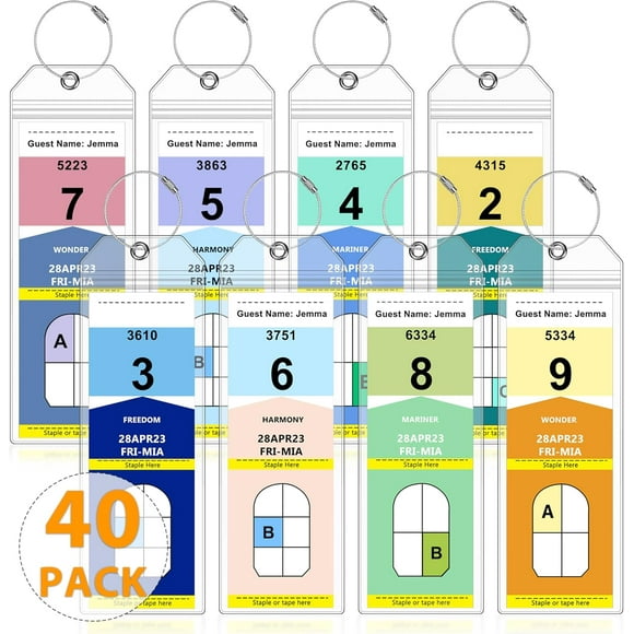 40 Pack Luggage Tags Travel Essentials & Cruise Essentials for NCL, Princess, Carnival, Royal Caribbean & Celebrity Cruise Ships by SEAVILIA