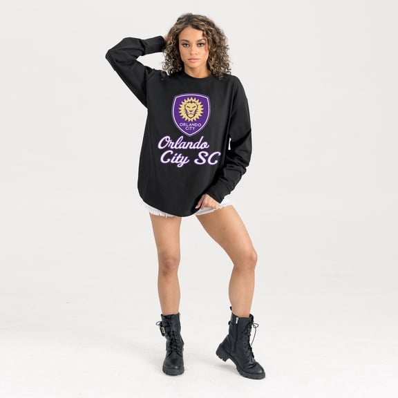 Women's Gameday Couture  Black Orlando City SC Oversized Long Sleeve T-Shirt