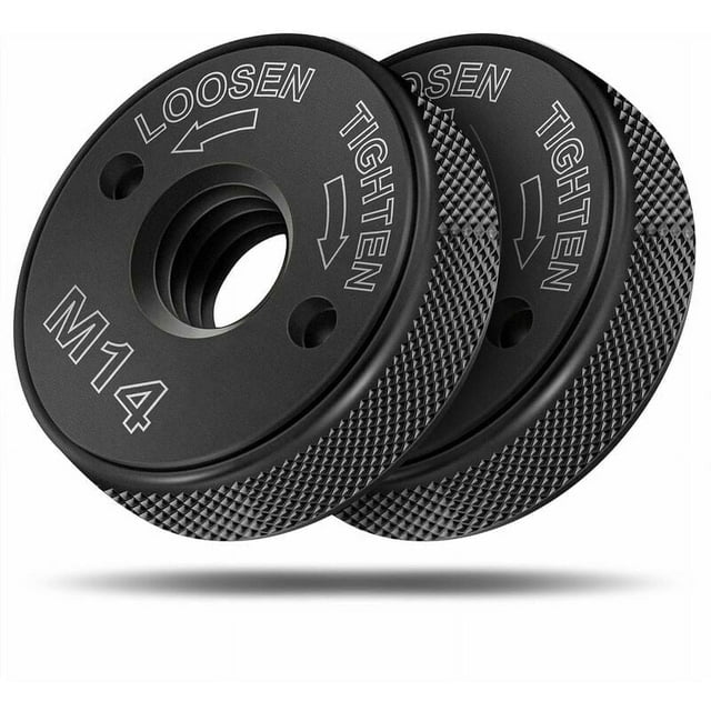 Tuerca de liberación rápida M14, para todas las amoladoras angulares de AEG, Black & Decker, Dewalt, Flex, Hitachi, Metabo, Makita, etc. (2x tuerca de sujeción), negra