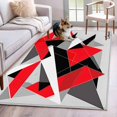 thumbnail image 3 of Red Black Color Block Area&nbsp;Rug 2.7x5ft Abstract Triangle 3D Non-Slip&nbsp;Washable Square&nbsp;Rugs Soft Felt Indoor Floor Mat for Bedroom Kitchen Living Room Bathroom, 3 of 9