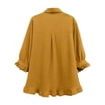 thumbnail image 4 of cocolona Womens Summer Tops Lapel Ruffle 3/4 Sleeve Button Shirts Dressy Casual Solid Color Blouses, 4 of 4