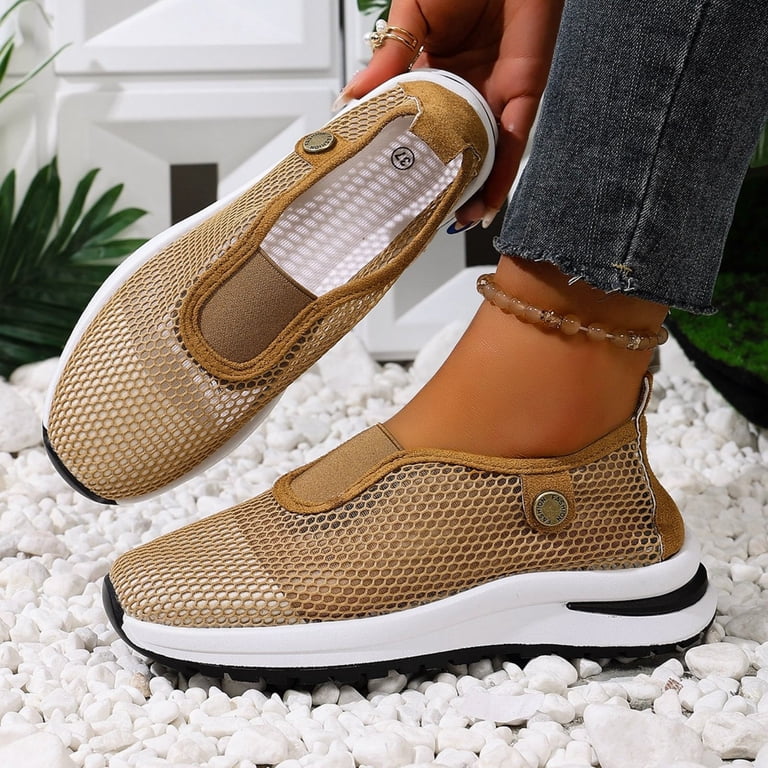 comfortable dress shoes for plus size ladies Veyoii Shallow Cut Women's Casual & Dress Shoes Comfortable Plus Size Office Work Daily Wear Spring Summer Khaki 7