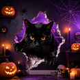 thumbnail image 3 of 2026 New Halloween Break-In Wall Decals, 3D Spooky Character Wall Sticker with Realistic Shattered Burst Effect, Removable Creative Halloween Decoration for Front Door Wall Home Window(Black Cat), 3 of 3