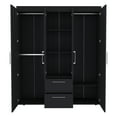 thumbnail image 2 of Shunda K Wardrobe, Deluxe Armoire with Multiple Storage Options and Metal Accents, Black, 2 of 5