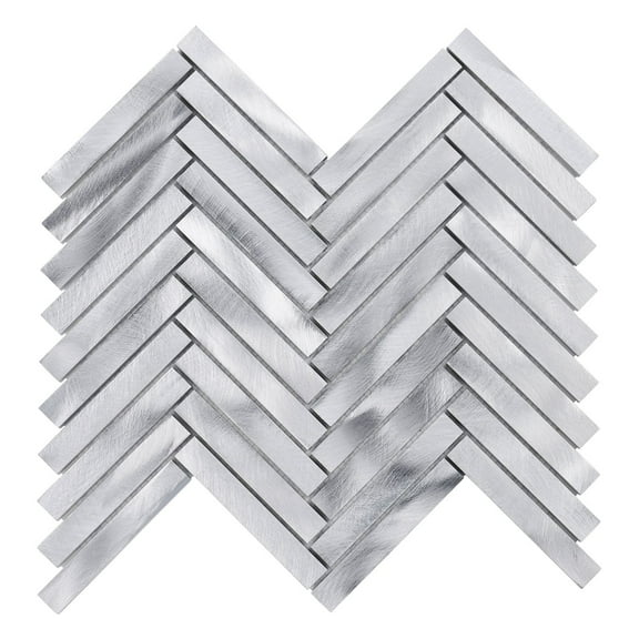 Modket TDH390AL Aluminum Metallic Metal Herringbone Mosaic Tile Kitchen Fireplace Backsplash