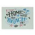 thumbnail image 1 of Saying Cutting Board, Tropical Summer Theme Home is Where the Beach is Phrase, Decorative Tempered Glass Cutting and Serving Board, Small Size, Pink Azure Blue, by Ambesonne, 1 of 1