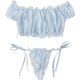 thumbnail image 2 of Conjunto de lencería de malla Dobby con volantes para mujer Azul CH Azul CH Xishao ropa, 2 of 2