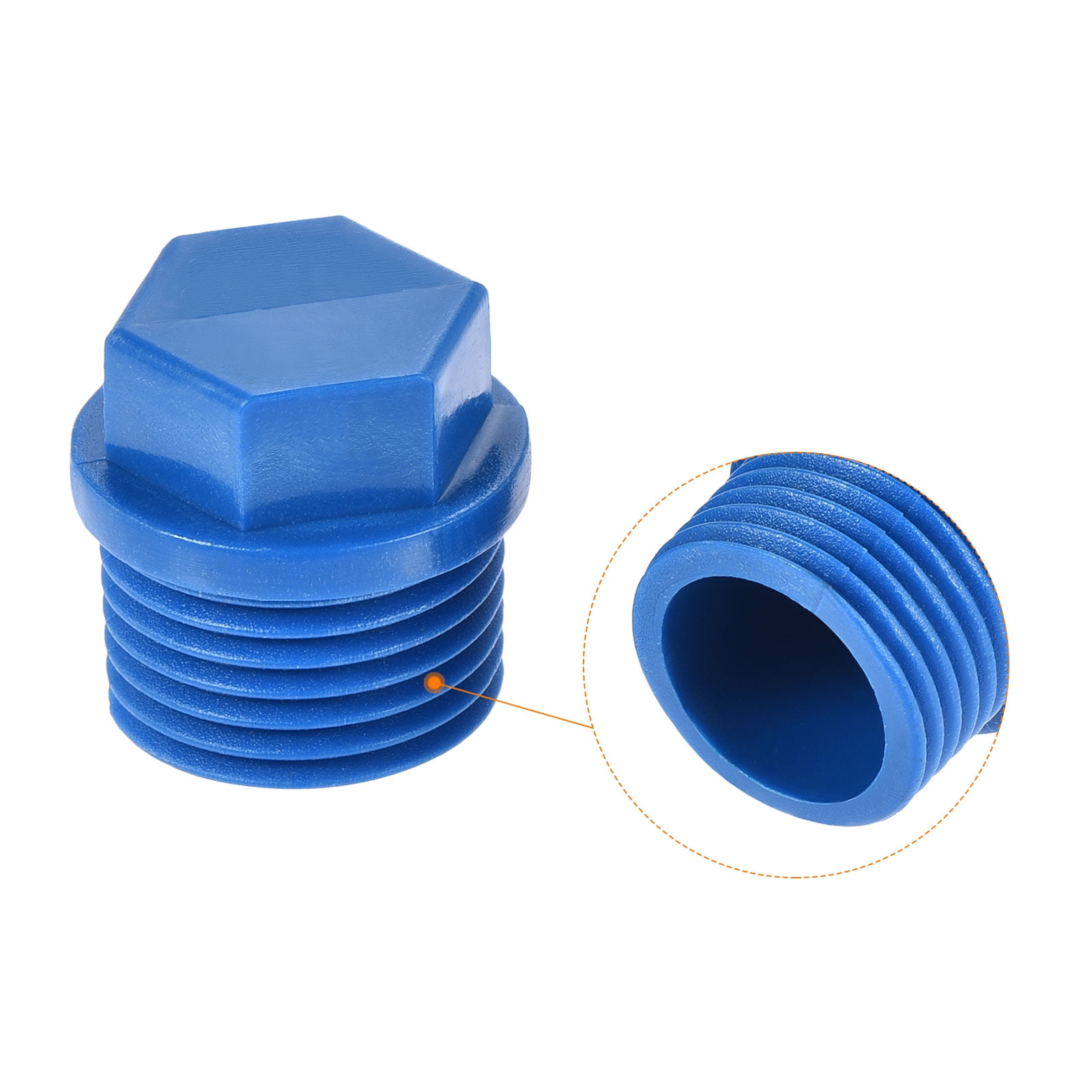 Unique Bargains G1 2 Male Threaded PVC Hex Head End Cap Pipe Plug Fitting Blue 2 Pack Walmart