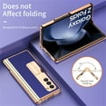 thumbnail image 5 of ELEHOLD Luxury Plating Case for Samsung Galaxy Z Fold 5 2023 Lychee Pattern Case Tempered Glass Screen Protector Hinge Protection Pen Slot with Stylus Shockproof Case for Samsung Z Fold 5,Blue, 5 of 8