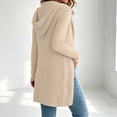 thumbnail image 6 of Sweatshirt for Women Soft Cozy Ribbed Knit Zip Up Hooded Coat Side Pockets Drawstring Hood Home for Lounge Travel Layering | TruBelle,Beige L, 6 of 7