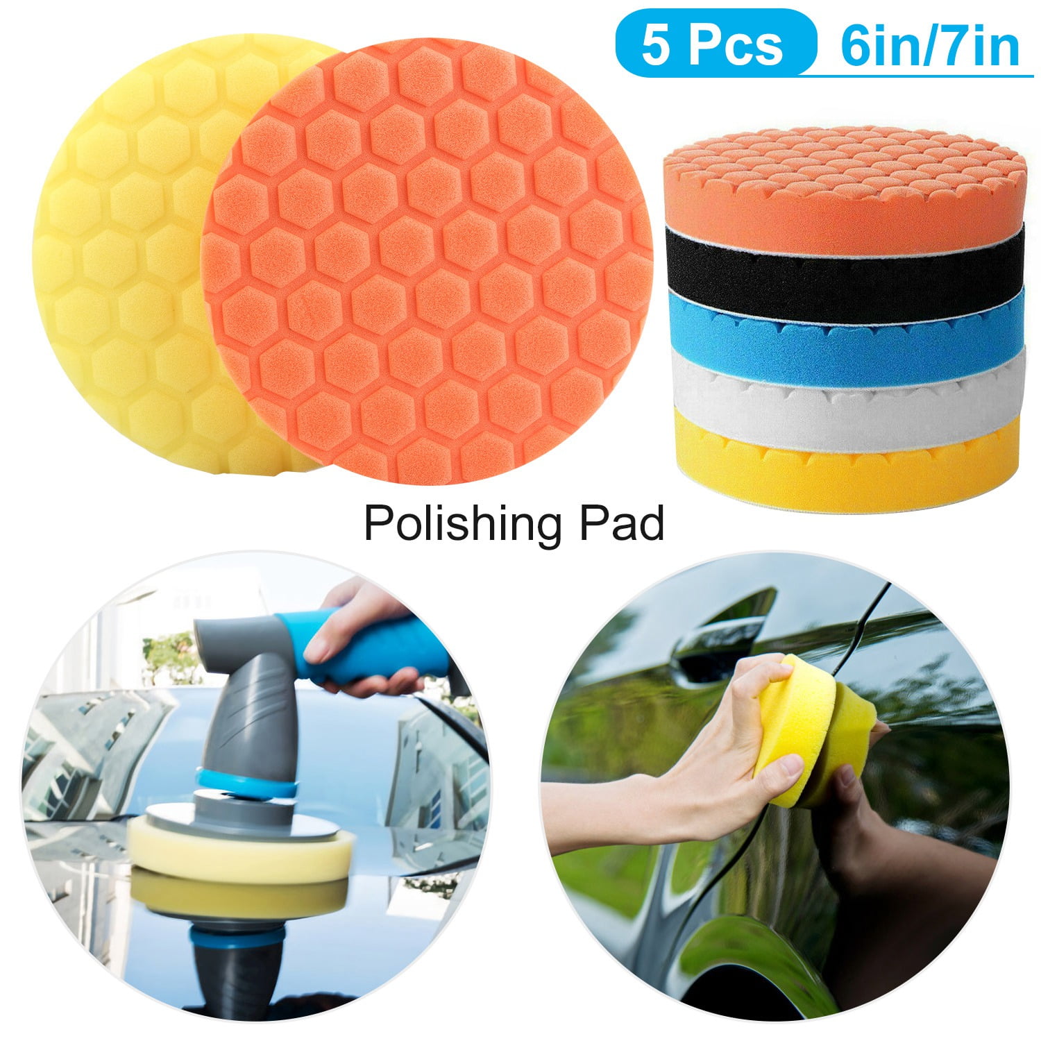 6 inch Buffing Sponge Polishing Pad Kit Waxing for Car Auto Polisher 5Pcs 
