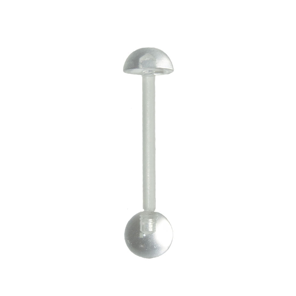 Clear Tongue Ring Retainer 14g Body Jewelry Piercing with Ball and half ball