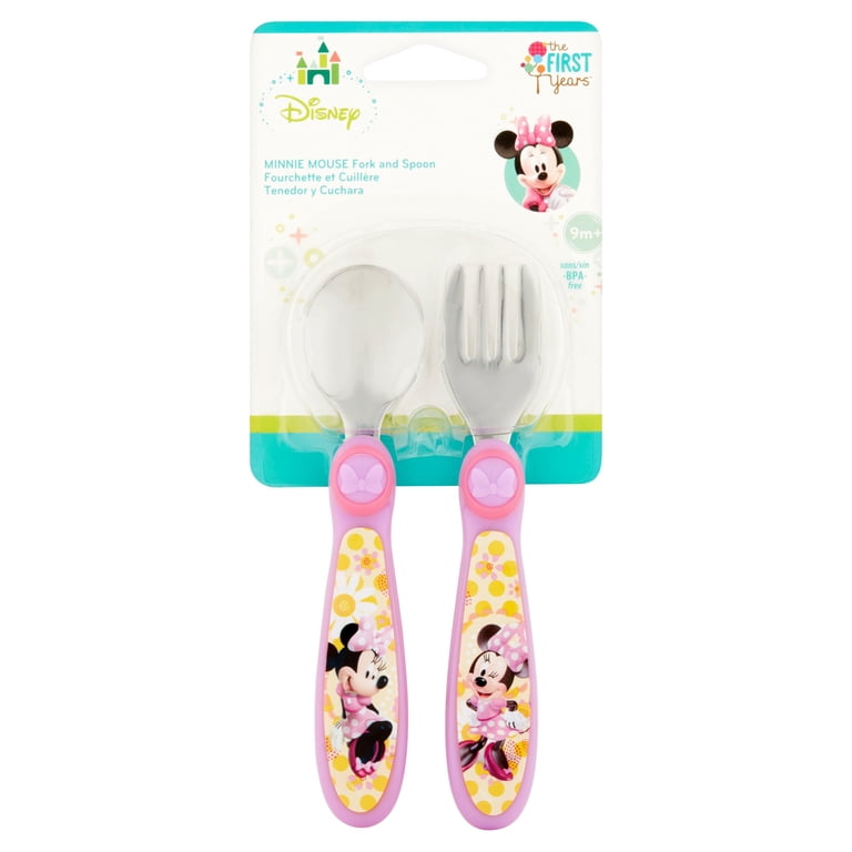 Disney Minnie Mouse Easy Grasp Fork & Spoon, Toddler Flatware, 9m+