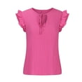 thumbnail image 3 of Womens Casual Summer Chiffon T Shirts Tie Neck Ruffle Short Sleeve Comfy Stretchy Work Office Blouses Tunic Tops, 3 of 6