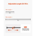 thumbnail image 3 of VEVOR Shower Curtain Rod,28-76 Inches, 1 Inch Diameter, Adjustable Spring Tension Stainless Steel Telescoping Rod with Holders, No Drilling Non-Slip for Bathroom, Closet, Window, Room Divider, Black, 3 of 9