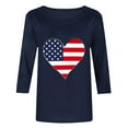thumbnail image 4 of Women Tops under $5! Cagogo Women's 4th of July T Shirts Stars Stripes American Flag Cute Basic Blouse Independence Day 3/4 Sleeve Patriotic Graphic Crew Neck Tunics Clothes, 4 of 4