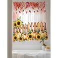 thumbnail image 3 of Sheer Curtains 72 inches Long, Fence Sunflower Pumkin Red Leaves Fall Watercolor Blooming Light Filtering Sheer Window Curtains Rod Pocket Voile Drapes for Bedroom Living Room, 52"W x 72"L 2 Panels, 3 of 7