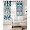 thumbnail image 2 of Teal Boho Flowers Blackout Curtains for Bedroom/Living Room, Thermal Insulated Kitchen Curtains, Modern Luxurious Ombre Geometric Floral Grommet Darkening Window Treatment Drapes 52"x72"x2, 2 of 8