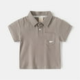 thumbnail image 4 of HOMADLES Toddler Boys Short Tee Lapel Solid Casual Stretch Elastic Shorts Summer Set Coffee 5 T, 4 of 9
