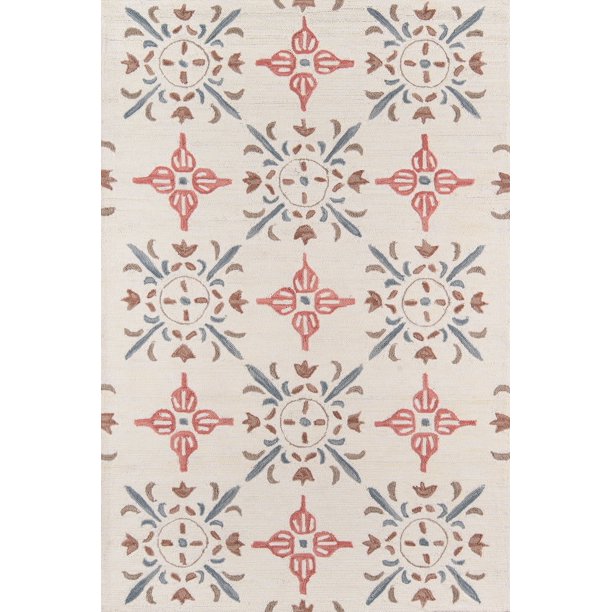 Momeni Geometric Flowers Farmhouse Area Rugs, Brown
