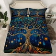 thumbnail image 2 of Castle Fairy Boys Girls Tree Of Life Twin Sheet Sets 3pcs,Bohemian Stars Moon Print Twin Fitted Sheet Microfiber,Boho Abstract Botanical Plants Breathable Flat Sheet,Lightweight Room Decor, 2 of 7