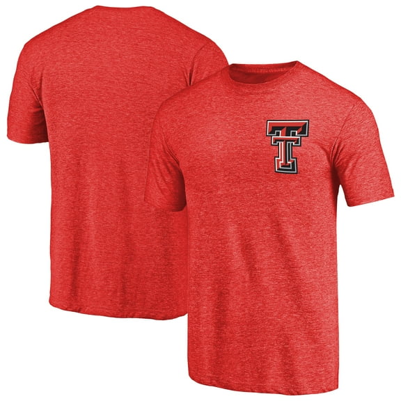Men's Red Heather Texas Tech Red Raiders Left Chest Distressed Logo Tri-Blend T-Shirt