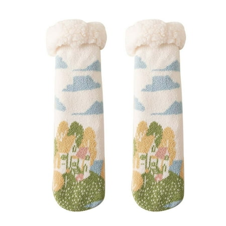 

Zlekejiko Women Cute Style Lamb Velvet Socks Autumn And Winter Home Plus Velvet Thick Floor Socks