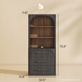 thumbnail image 2 of BELLEZE Display Storage Cabinet with Hutch, 72" Tall Wood Modern Bookshelf with 3 Drawers, Door Cabinet for Office, Study, Kitchen, Dining Living Room, Ebony, 2 of 7