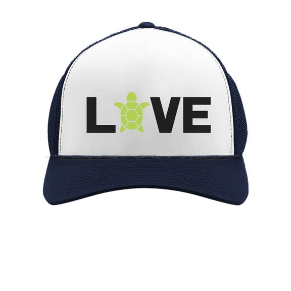 TeeStars - I Love Turtles - Animal Lover Turtle Print Cute Trucker Hat Mesh Cap One Size navy/white