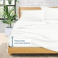 thumbnail image 4 of 400 Thread Count 100% Egyptian Cotton 4-Piece Bed Sheet Set (1 Flat, 1 Fitted Sheet, 2 Pillow Covers) 21 Inches Deep Pocket Size Full XL Color White Stripe, 4 of 5