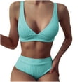 thumbnail image 2 of LoyisViDion Women Swimsuits On Clearance Women'S Fashion Bikini Set Swimsuit Two Piece Filled Soild Swimwear Beachwear Mint Green M, 2 of 6