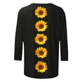 thumbnail image 5 of JTZGDY Floral Shirts for Women Plus Size 3/4 Lenght Sleeve Crewneck Graphic T-Shirts Trendy Oversized Basic Summer Tunic Blouse for Leggings Black#01 XXL, 5 of 6
