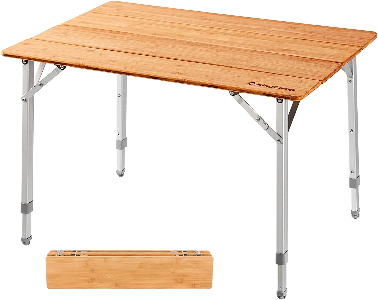 Ashfly Bamboo Folding Table Camping Table 4Folds Lightweight with