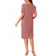 thumbnail image 3 of Camisón de noche para mujer INSPIRE CHIC con volantes, escote en V, manga corta, pijama, vestido de noche, color rosa claro, 3 of 6