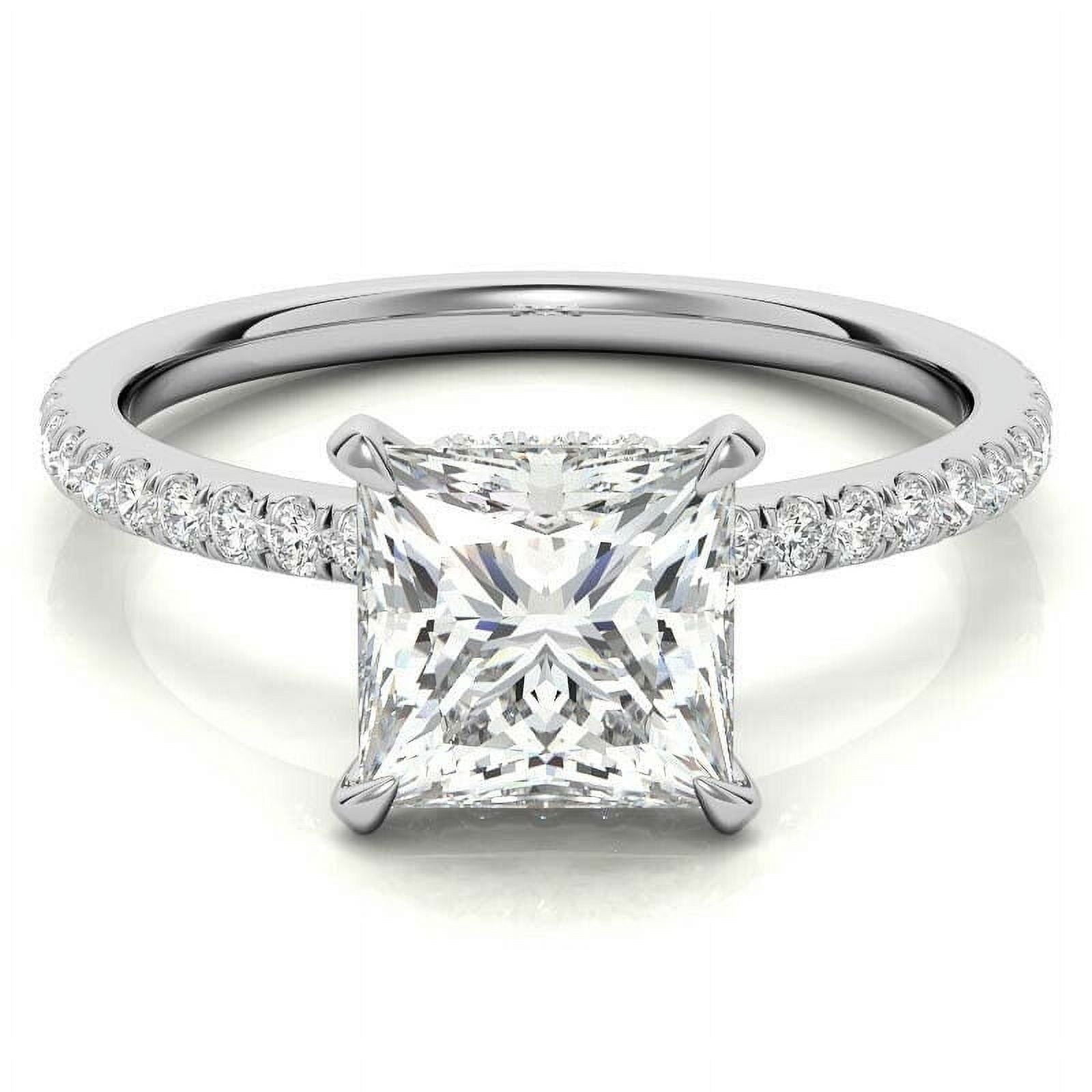 2.50 Cts Certified Princess Cut Moissanite Diamond Engagement Ring, Solid 18K White Gold Plated Bridal Ring, Promise Ring, Anniversary Ring Gift for Her