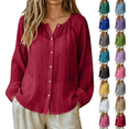 thumbnail image 7 of FAIWAD Long Sleeve Shirts for Women Summer Breathable Linen Button Down Blouses Casual Loose Beach Cover Up Top, 7 of 7