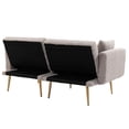 thumbnail image 6 of Futon Sofa Bed with 3 Adjustable Positions, Small Sleeper Sofa Loveseat with 2 Decorative Pillows, Modern Upholstered Convertible Couch with 5 Metal Tapered Legs, Gray, 6 of 6