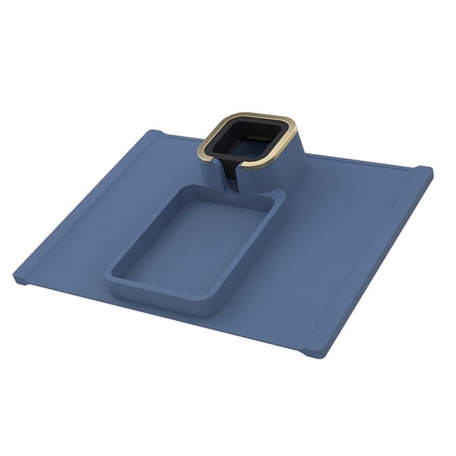 Posavasos de silicona para reposabrazos de sofá para el hogar, bandeja de almacenamiento (azul)