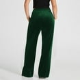 thumbnail image 4 of Womens Low Rise Trousers Women's Velvet Elastic Waist Pants Straight Leg Long Pants Velour Stretchy Loungewear Sweatpants with Pockets S-100 Green XXL, 4 of 7