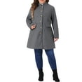 thumbnail image 2 of Agnes Orinda Women's Plus Size Coat Stand Collar Pockets Single Breasted Jacket Fall Winter Coat 3X Grey, 2 of 6